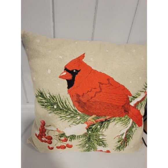 Red Cardinal Bird Decorative Throw Pillow Christmas Decor Square Pillow - Picture 5 of 7